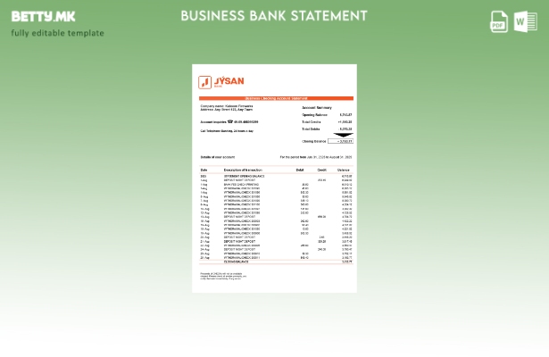 модерен стил First Heartland Jusan банкарска изјава за компанијата Word и PDF ша